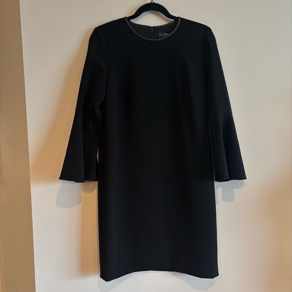Polo Ralph Lauren Black Bell Ruffle Sleeve Sheath Dress Quiet Luxury Classic - Picture 2 of 13